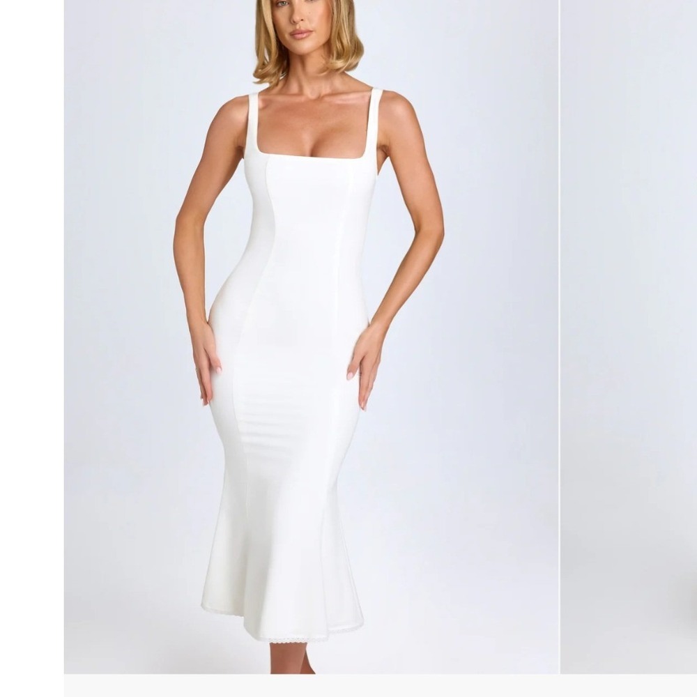 Oh Polly White Square Neck Maxi Dress